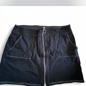 Black Mini Skirt with Front Zipper